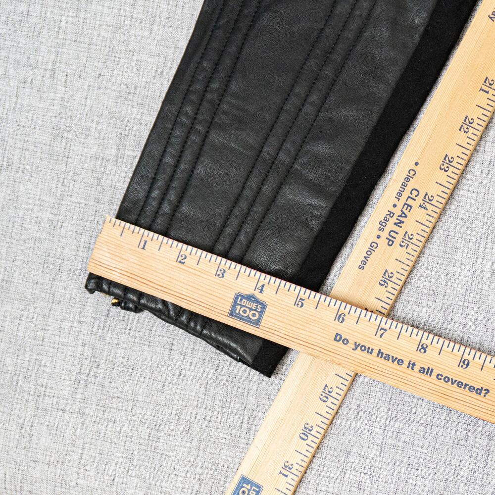 Skingraft Black Leather Moto Pants Quilted Knee Zip Skinny Biker size Small - Picture 8 of 15
